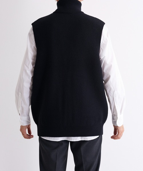 UNDECORATED(アンデコレイテッド)の「UNDECORATED アンデコレイテッド / MF Wool Knit Zp Vest ウールニット ジップベスト ハイネック / UDF22802(ベスト・メンズ・ブラック/ブラウン・3/2)」の18枚目の写真