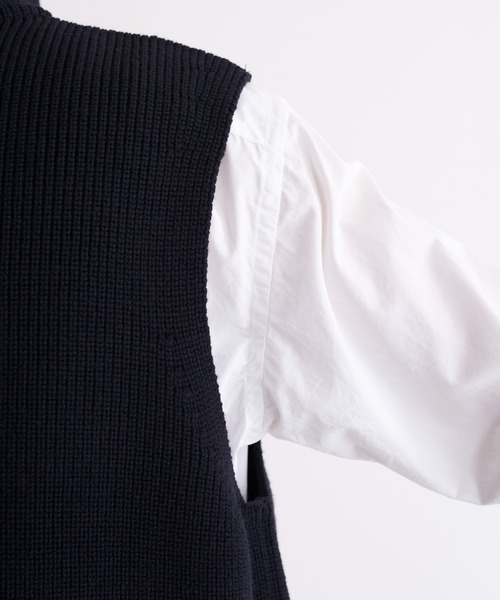 UNDECORATED(アンデコレイテッド)の「UNDECORATED アンデコレイテッド / MF Wool Knit Zp Vest ウールニット ジップベスト ハイネック / UDF22802(ベスト・メンズ・ブラック/ブラウン・3/2)」の19枚目の写真