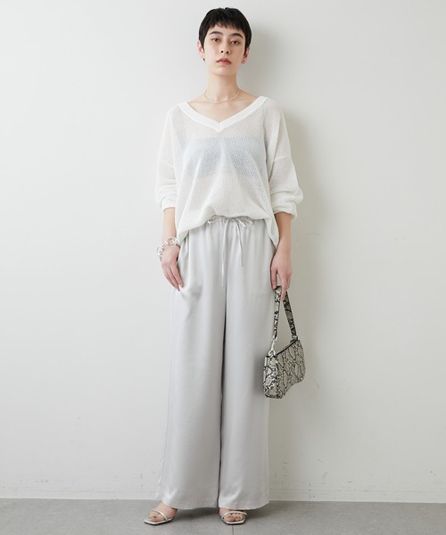 whim gazette ウィムガゼット メッシュ ニット プルオーバー 半袖 WGZ1031405A0003 レディース フリーサイズ ベージュ トップス IL16376■ セルフケア可能✨Whim Gazetteメッシュサマーニットプルオーバー