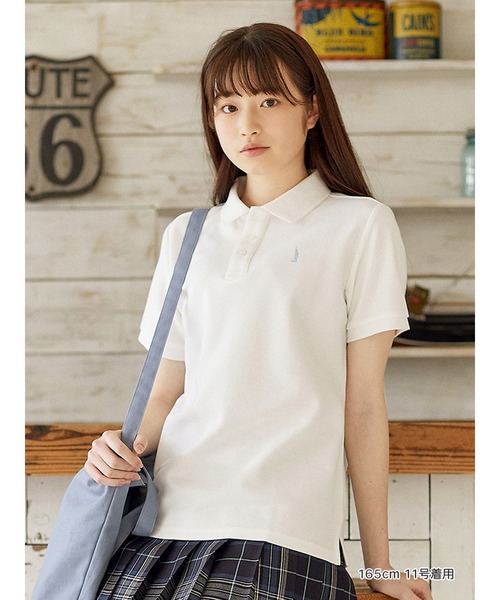 EASTBOY(イーストボーイ)の「【ポロシャツ】 制服 高校生 中学生 スクール 半袖 夏用 JK(ポロシャツ・キッズ・ネイビー/ホワイト系1/ホワイト×ネイビー・11号/9号/13号)」の2枚目の写真