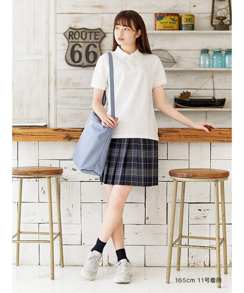 EASTBOY(イーストボーイ)の「【ポロシャツ】 制服 高校生 中学生 スクール 半袖 夏用 JK(ポロシャツ・キッズ・ネイビー/ホワイト系1/ホワイト×ネイビー・11号/9号/13号)」の6枚目の写真