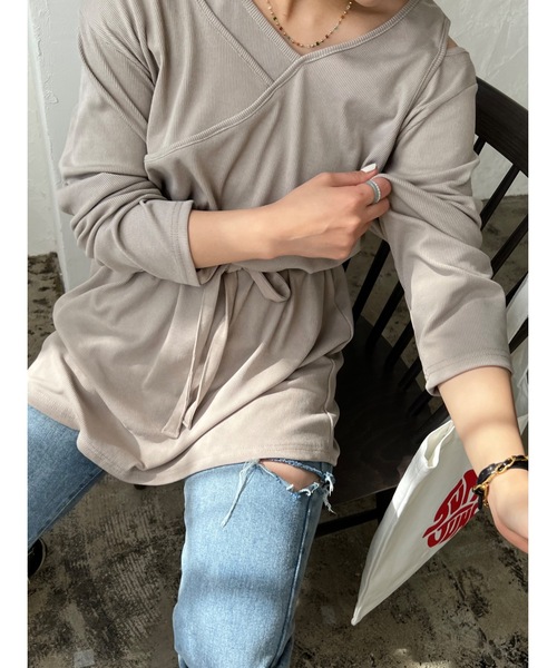 JUMELLE（ジュメロ）の「レイヤードカットソー（Tシャツ/カットソー・レディース・ベージュ/ブラウン/グレイッシュベージュ・FREE）」の9枚目の写真