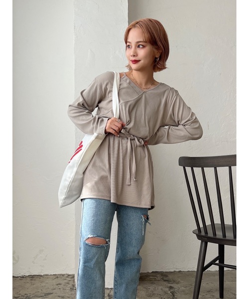 JUMELLE（ジュメロ）の「レイヤードカットソー（Tシャツ/カットソー・レディース・ベージュ/ブラウン/グレイッシュベージュ・FREE）」の11枚目の写真