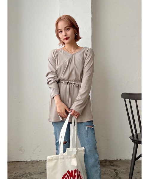 JUMELLE（ジュメロ）の「レイヤードカットソー（Tシャツ/カットソー・レディース・ベージュ/ブラウン/グレイッシュベージュ・FREE）」の12枚目の写真