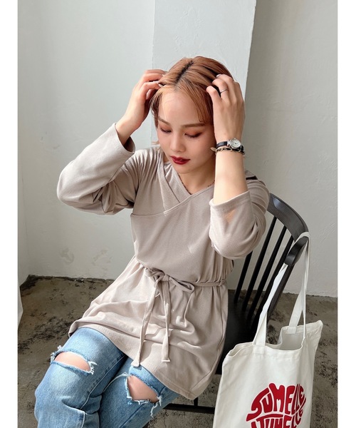 JUMELLE（ジュメロ）の「レイヤードカットソー（Tシャツ/カットソー・レディース・ベージュ/ブラウン/グレイッシュベージュ・FREE）」の13枚目の写真