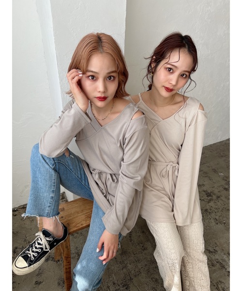 JUMELLE（ジュメロ）の「レイヤードカットソー（Tシャツ/カットソー・レディース・ベージュ/ブラウン/グレイッシュベージュ・FREE）」の18枚目の写真