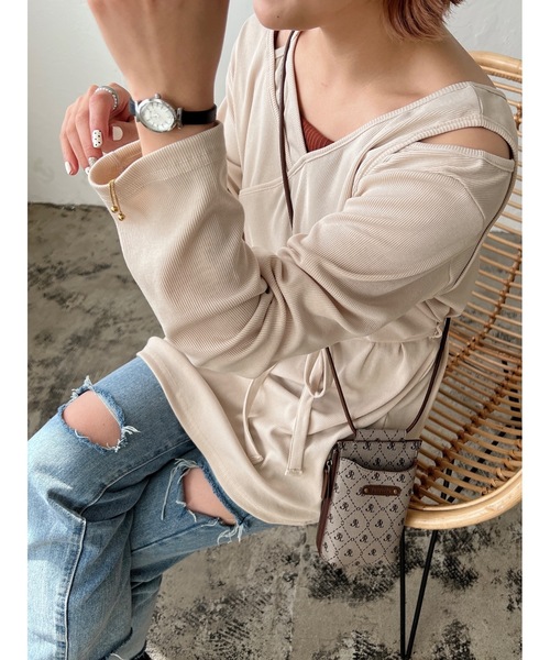 JUMELLE（ジュメロ）の「レイヤードカットソー（Tシャツ/カットソー・レディース・ベージュ/ブラウン/グレイッシュベージュ・FREE）」の21枚目の写真