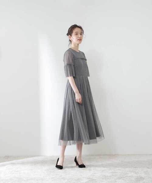 N.（N. Natural Beauty Basic）（エヌエヌナチュラルビューティーベーシック）の「◆ラメチュールワンピース（ドレス・レディース・ブラック/グレー・MEDIUM）」の16枚目の写真