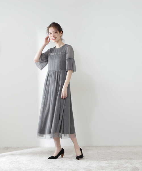 N.（N. Natural Beauty Basic）（エヌエヌナチュラルビューティーベーシック）の「◆ラメチュールワンピース（ドレス・レディース・ブラック/グレー・MEDIUM）」の15枚目の写真