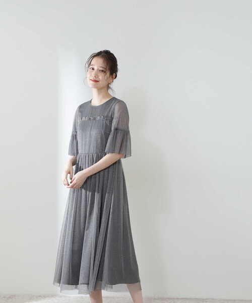 N.（N. Natural Beauty Basic）（エヌエヌナチュラルビューティーベーシック）の「◆ラメチュールワンピース（ドレス・レディース・ブラック/グレー・MEDIUM）」の14枚目の写真