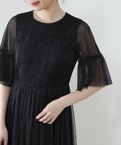 N.（N. Natural Beauty Basic）（エヌエヌナチュラルビューティーベーシック）の「◆ラメチュールワンピース（ドレス・レディース・ブラック/グレー・MEDIUM）」の3枚目の写真