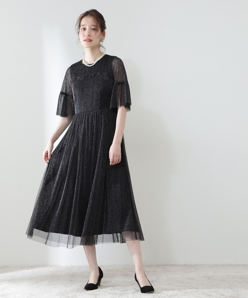 N.（N. Natural Beauty Basic）（エヌエヌナチュラルビューティーベーシック）の「◆ラメチュールワンピース（ドレス・レディース・ブラック/グレー・MEDIUM）」の10枚目の写真