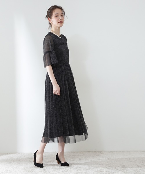 N.（N. Natural Beauty Basic）（エヌエヌナチュラルビューティーベーシック）の「◆ラメチュールワンピース（ドレス・レディース・ブラック/グレー・MEDIUM）」の9枚目の写真