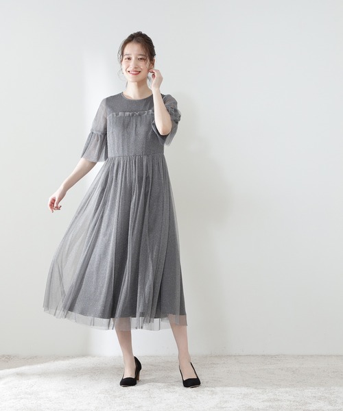 N.（N. Natural Beauty Basic）（エヌエヌナチュラルビューティーベーシック）の「◆ラメチュールワンピース（ドレス・レディース・ブラック/グレー・MEDIUM）」の7枚目の写真