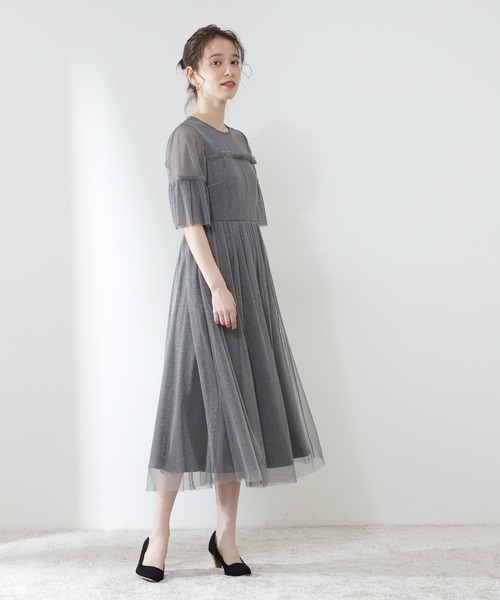 N.（N. Natural Beauty Basic）（エヌエヌナチュラルビューティーベーシック）の「◆ラメチュールワンピース（ドレス・レディース・ブラック/グレー・MEDIUM）」の8枚目の写真