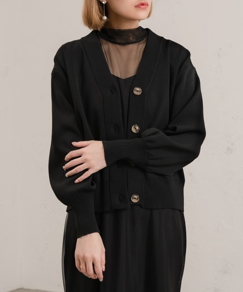 Ezick（エジック）の「ダンボールニットショートカーディガン（カーディガン/ボレロ・レディース・アイボリー/オレンジ/ブラック/グリーン・FREE）」の2枚目の写真