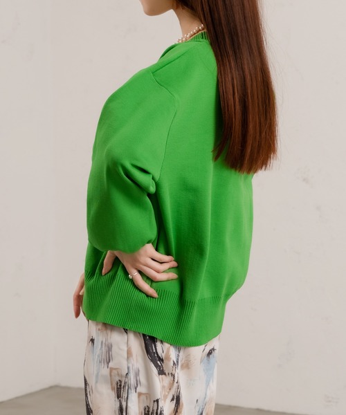 Ezick（エジック）の「ダンボールニットショートカーディガン（カーディガン/ボレロ・レディース・アイボリー/オレンジ/ブラック/グリーン・FREE）」の5枚目の写真