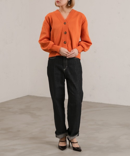 Ezick（エジック）の「ダンボールニットショートカーディガン（カーディガン/ボレロ・レディース・アイボリー/オレンジ/ブラック/グリーン・FREE）」の7枚目の写真