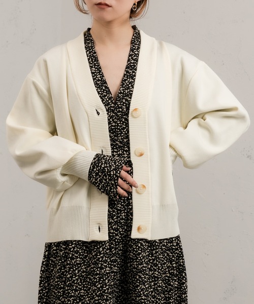 Ezick（エジック）の「ダンボールニットショートカーディガン（カーディガン/ボレロ・レディース・アイボリー/オレンジ/ブラック/グリーン・FREE）」の11枚目の写真