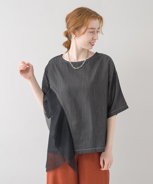 Paradise Picnic（パラダイスピクニック）の「デニムメッシュ切替プルオーバー（シャツ/ブラウス・レディース・ブラック/ネイビー・FREE）」の2枚目の写真