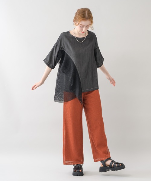 Paradise Picnic（パラダイスピクニック）の「デニムメッシュ切替プルオーバー（シャツ/ブラウス・レディース・ブラック/ネイビー・FREE）」の6枚目の写真