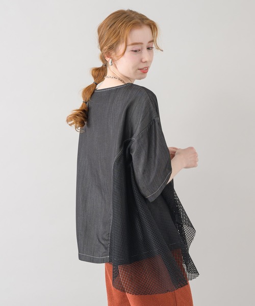 Paradise Picnic（パラダイスピクニック）の「デニムメッシュ切替プルオーバー（シャツ/ブラウス・レディース・ブラック/ネイビー・FREE）」の10枚目の写真