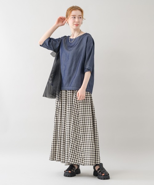 Paradise Picnic（パラダイスピクニック）の「デニムメッシュ切替プルオーバー（シャツ/ブラウス・レディース・ブラック/ネイビー・FREE）」の15枚目の写真