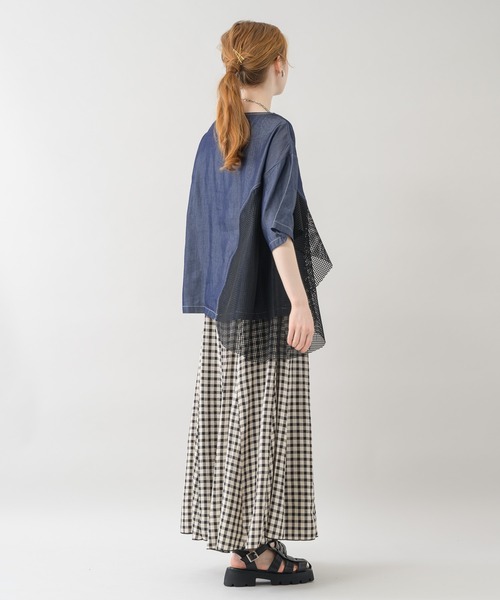 Paradise Picnic（パラダイスピクニック）の「デニムメッシュ切替プルオーバー（シャツ/ブラウス・レディース・ブラック/ネイビー・FREE）」の7枚目の写真