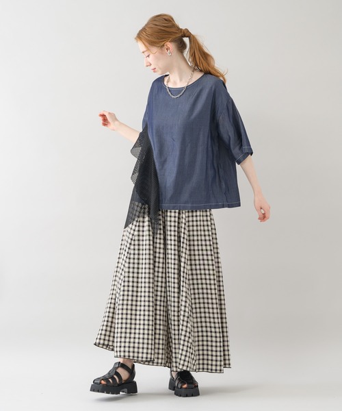 Paradise Picnic（パラダイスピクニック）の「デニムメッシュ切替プルオーバー（シャツ/ブラウス・レディース・ブラック/ネイビー・FREE）」の20枚目の写真