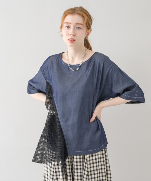 Paradise Picnic（パラダイスピクニック）の「デニムメッシュ切替プルオーバー（シャツ/ブラウス・レディース・ブラック/ネイビー・FREE）」の11枚目の写真