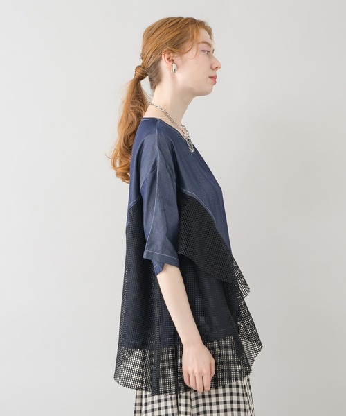 Paradise Picnic（パラダイスピクニック）の「デニムメッシュ切替プルオーバー（シャツ/ブラウス・レディース・ブラック/ネイビー・FREE）」の18枚目の写真