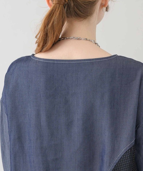 Paradise Picnic（パラダイスピクニック）の「デニムメッシュ切替プルオーバー（シャツ/ブラウス・レディース・ブラック/ネイビー・FREE）」の8枚目の写真