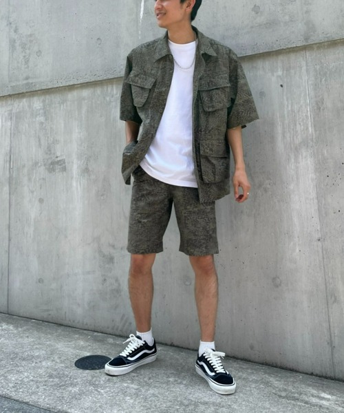 CIAOPANIC（チャオパニック）の「ミリタリーミックスに、カモフラージュプリント半袖ルーズシャツ（シャツ/ブラウス・メンズ・オリーブ/アイボリー・MEDIUM/LARGE）」の17枚目の写真