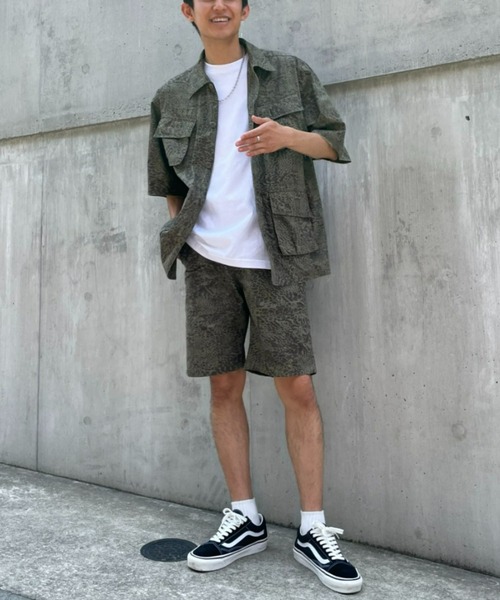 CIAOPANIC（チャオパニック）の「ミリタリーミックスに、カモフラージュプリント半袖ルーズシャツ（シャツ/ブラウス・メンズ・オリーブ/アイボリー・MEDIUM/LARGE）」の18枚目の写真