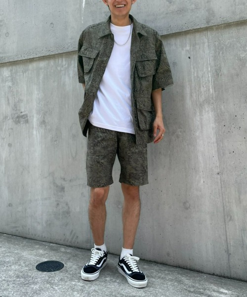 CIAOPANIC（チャオパニック）の「ミリタリーミックスに、カモフラージュプリント半袖ルーズシャツ（シャツ/ブラウス・メンズ・オリーブ/アイボリー・MEDIUM/LARGE）」の19枚目の写真