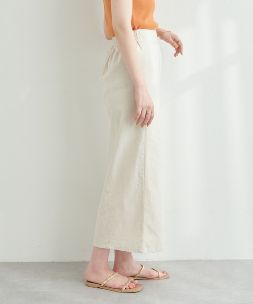 natural couture（ナチュラルクチュール）の「長さ変えれる綿麻スリットナロースカート（スカート・レディース・ベージュ/ライトベージュ/ネイビー/サックスブルー・FREE）」の21枚目の写真