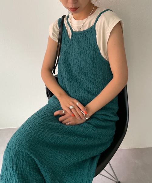 CIAOPANIC(チャオパニック)の「フクレジャガードアシメキャミワンピース(ワンピース・レディース・ブラック/ダークグリーン/モカ・FREE/0)」の21枚目の写真