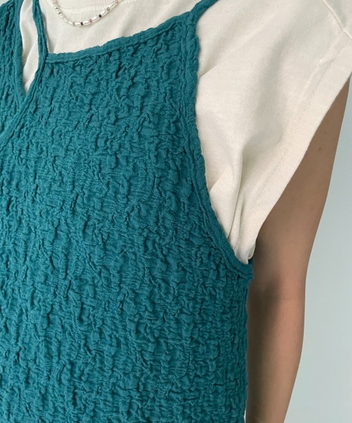 CIAOPANIC(チャオパニック)の「フクレジャガードアシメキャミワンピース(ワンピース・レディース・ブラック/ダークグリーン/モカ・FREE/0)」の22枚目の写真