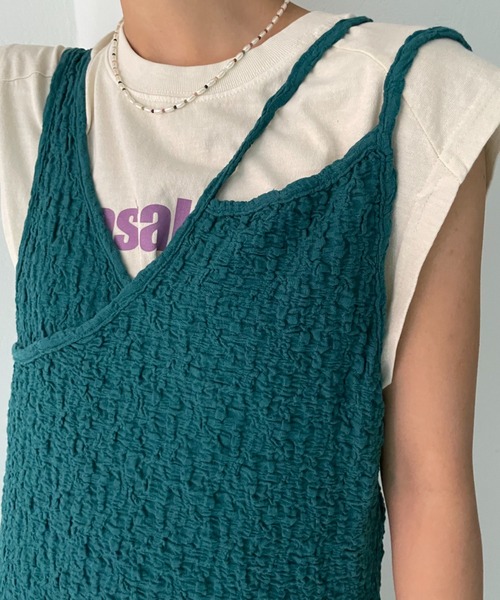 CIAOPANIC(チャオパニック)の「フクレジャガードアシメキャミワンピース(ワンピース・レディース・ブラック/ダークグリーン/モカ・FREE/0)」の20枚目の写真