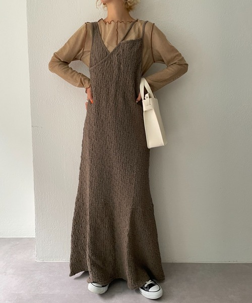 CIAOPANIC(チャオパニック)の「フクレジャガードアシメキャミワンピース(ワンピース・レディース・ブラック/ダークグリーン/モカ・FREE/0)」の14枚目の写真