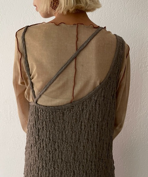 CIAOPANIC(チャオパニック)の「フクレジャガードアシメキャミワンピース(ワンピース・レディース・ブラック/ダークグリーン/モカ・FREE/0)」の13枚目の写真