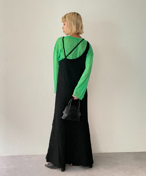 CIAOPANIC(チャオパニック)の「フクレジャガードアシメキャミワンピース(ワンピース・レディース・ブラック/ダークグリーン/モカ・FREE/0)」の9枚目の写真