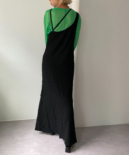 CIAOPANIC(チャオパニック)の「フクレジャガードアシメキャミワンピース(ワンピース・レディース・ブラック/ダークグリーン/モカ・FREE/0)」の7枚目の写真