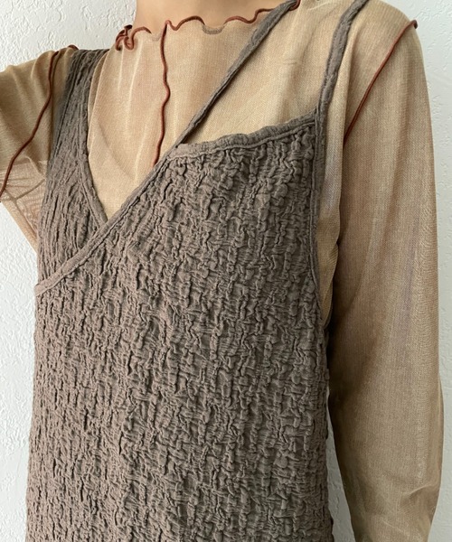 CIAOPANIC(チャオパニック)の「フクレジャガードアシメキャミワンピース(ワンピース・レディース・ブラック/ダークグリーン/モカ・FREE/0)」の12枚目の写真