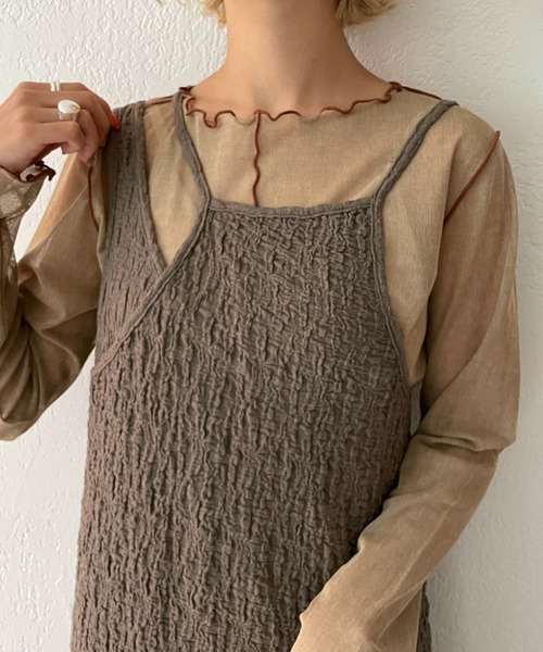 CIAOPANIC(チャオパニック)の「フクレジャガードアシメキャミワンピース(ワンピース・レディース・ブラック/ダークグリーン/モカ・FREE/0)」の11枚目の写真