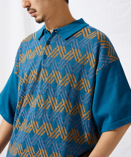JOURNAL STANDARD(ジャーナルスタンダード)の「【GEOM PATTERN / ジオメパターン】ジャガード ニットポロシャツ(ポロシャツ・メンズ・ブラック/ネイビー/クリアイエロー/コバルトブルー・MEDIUM/LARGE)」の3枚目の写真