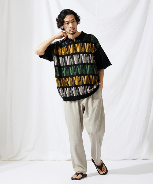JOURNAL STANDARD(ジャーナルスタンダード)の「【GEOM PATTERN / ジオメパターン】ジャガード ニットポロシャツ(ポロシャツ・メンズ・ブラック/ネイビー/クリアイエロー/コバルトブルー・MEDIUM/LARGE)」の5枚目の写真