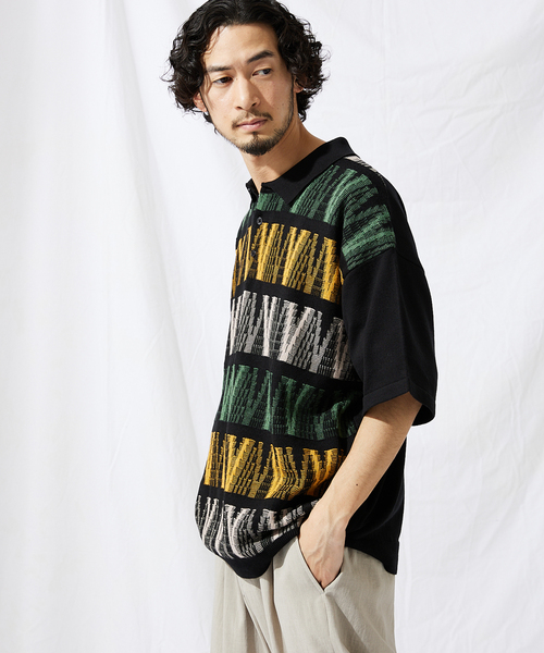 JOURNAL STANDARD(ジャーナルスタンダード)の「【GEOM PATTERN / ジオメパターン】ジャガード ニットポロシャツ(ポロシャツ・メンズ・ブラック/ネイビー/クリアイエロー/コバルトブルー・MEDIUM/LARGE)」の11枚目の写真