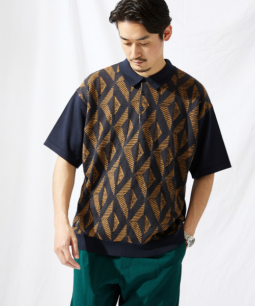 JOURNAL STANDARD(ジャーナルスタンダード)の「【GEOM PATTERN / ジオメパターン】ジャガード ニットポロシャツ(ポロシャツ・メンズ・ブラック/ネイビー/クリアイエロー/コバルトブルー・MEDIUM/LARGE)」の16枚目の写真