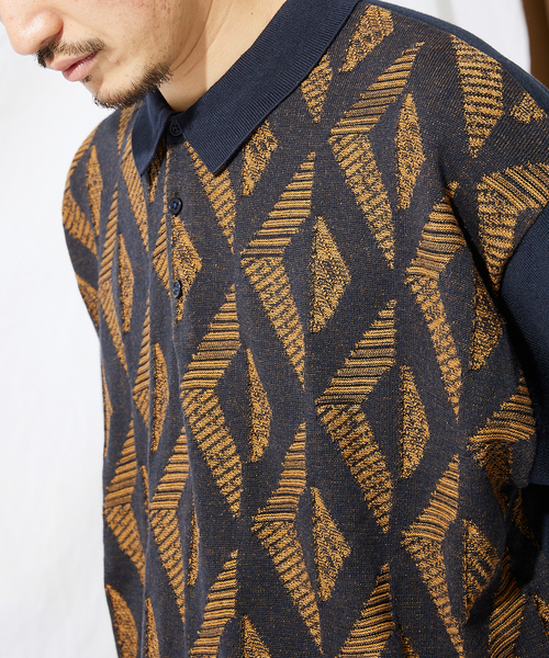 JOURNAL STANDARD(ジャーナルスタンダード)の「【GEOM PATTERN / ジオメパターン】ジャガード ニットポロシャツ(ポロシャツ・メンズ・ブラック/ネイビー/クリアイエロー/コバルトブルー・MEDIUM/LARGE)」の18枚目の写真